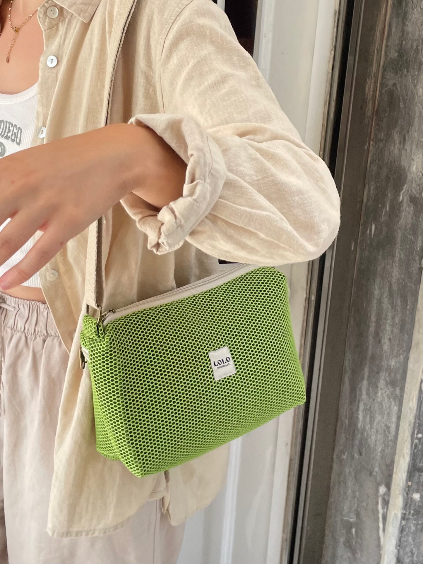 Bolso malla 3D verde