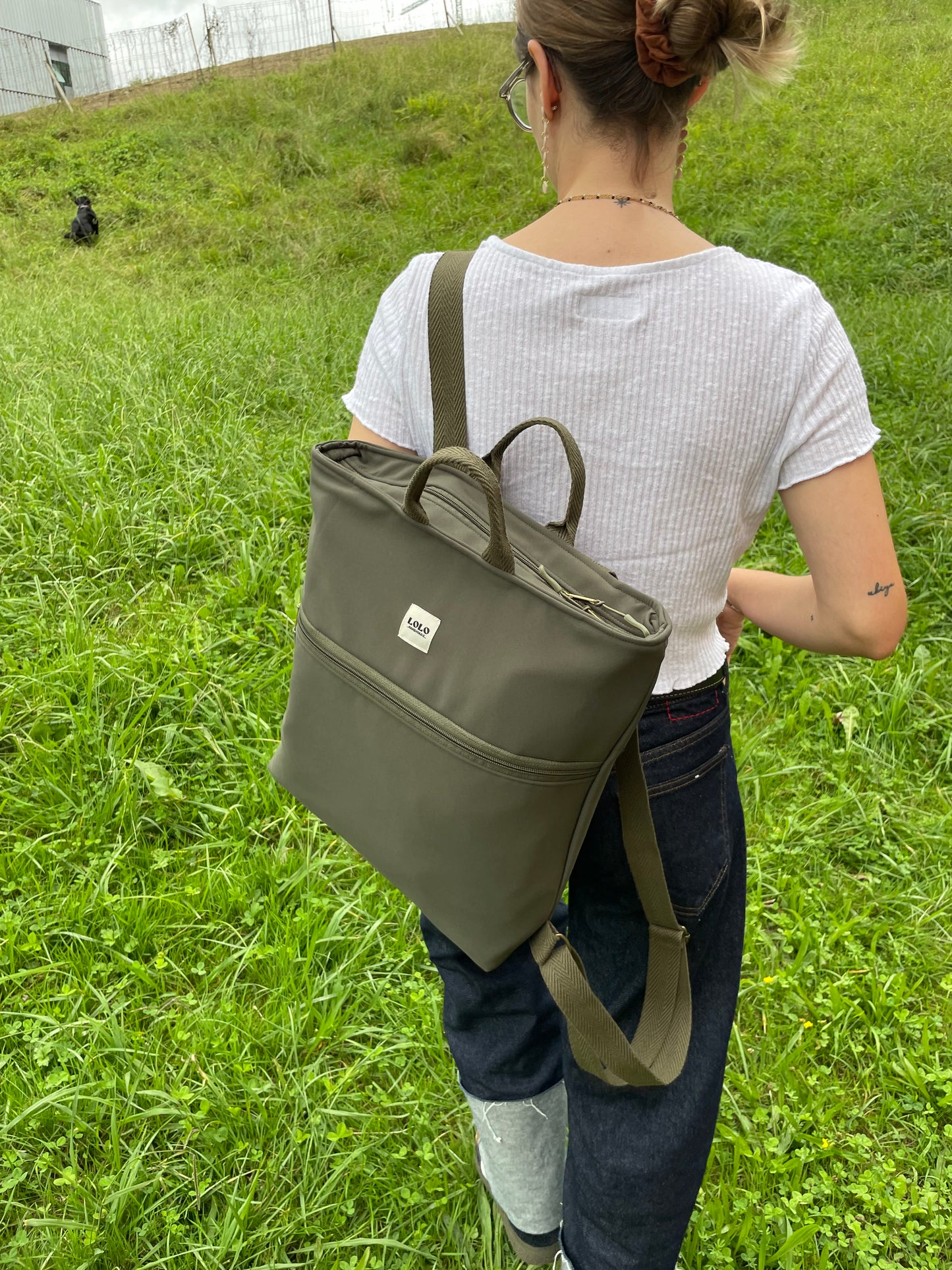 Mochila softshell verde botella