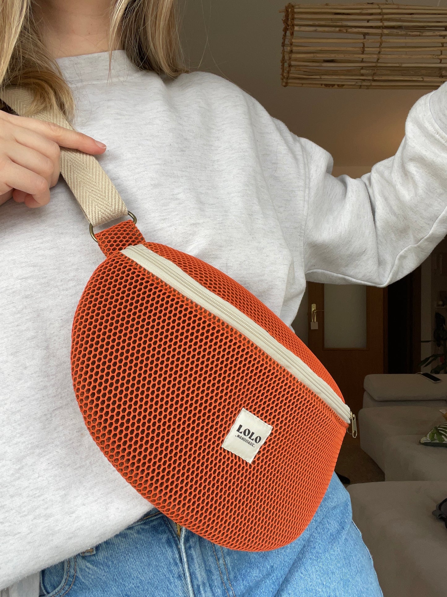 Riñonera XL malla 3D teja