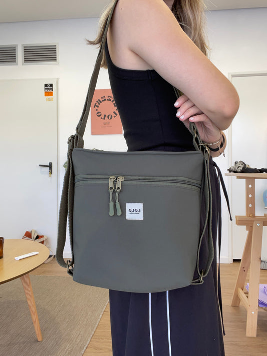 Mini bolso/mochila softshell verde botella