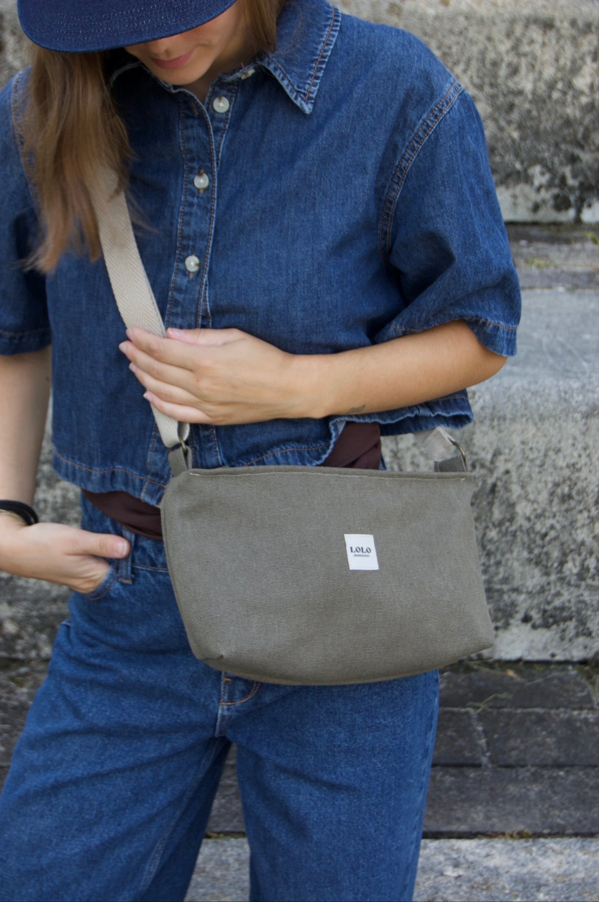 Bolso rectangular verde jaspeado