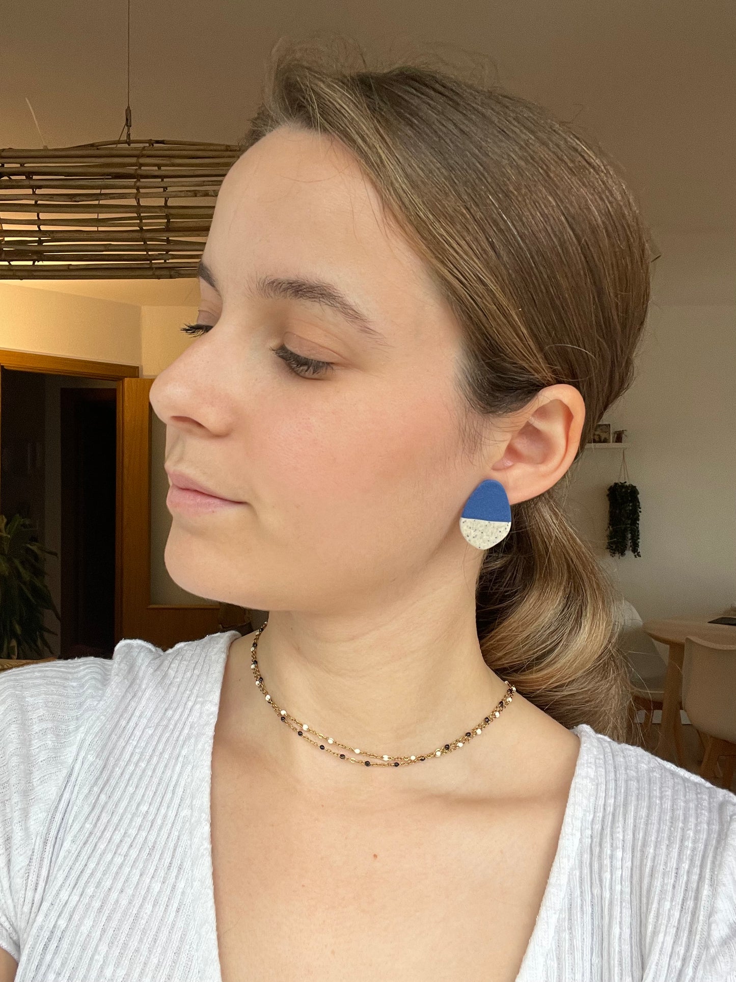 Mini harri azul marino-gris virutas