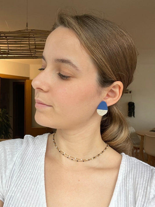 Mini harri azul marino-gris virutas