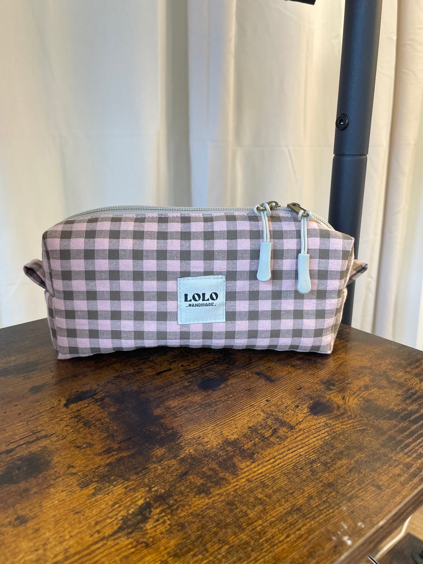 Estuche vichy verde y rosa