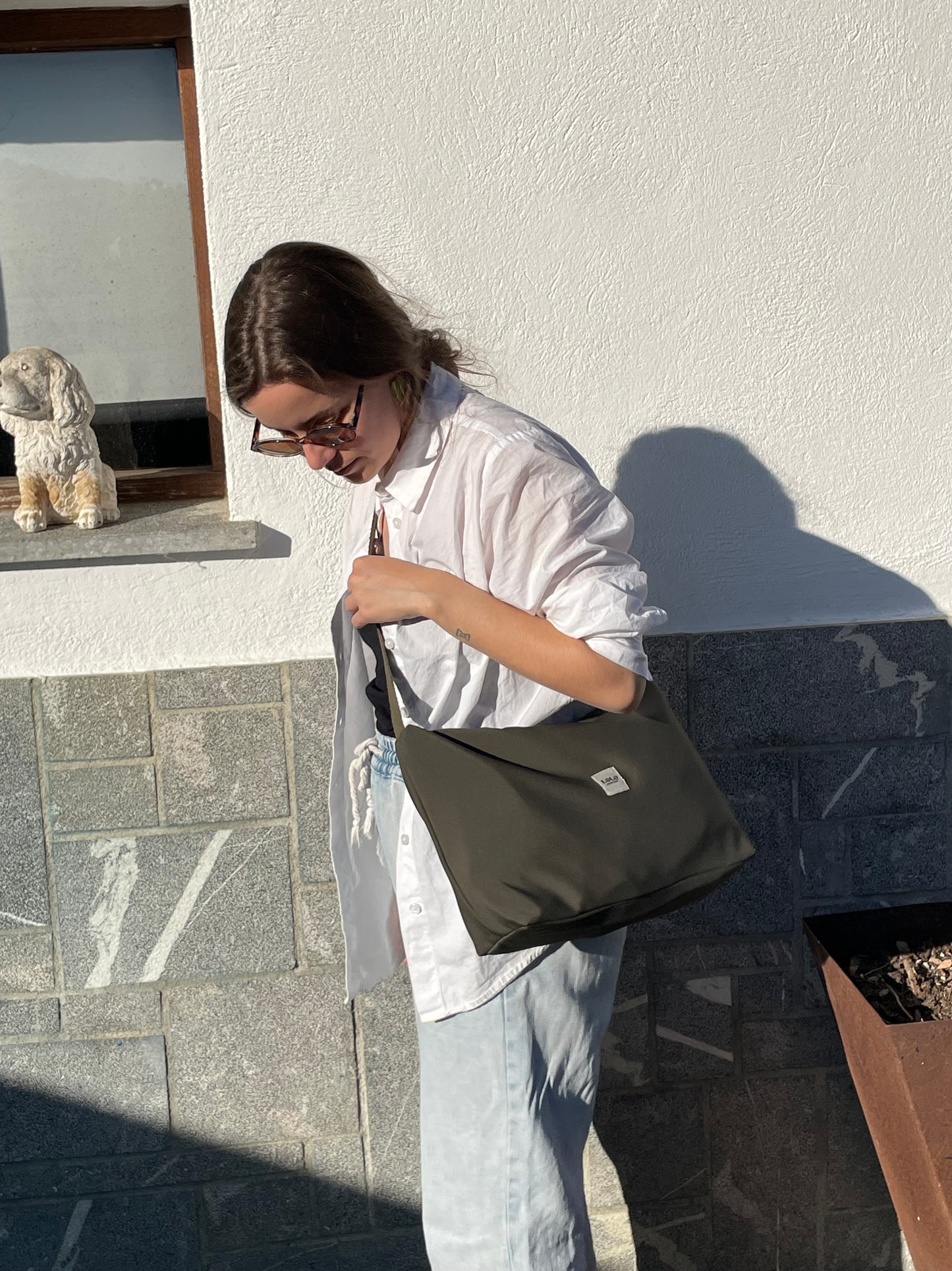 Bolso rectangular XL softshell verde botella