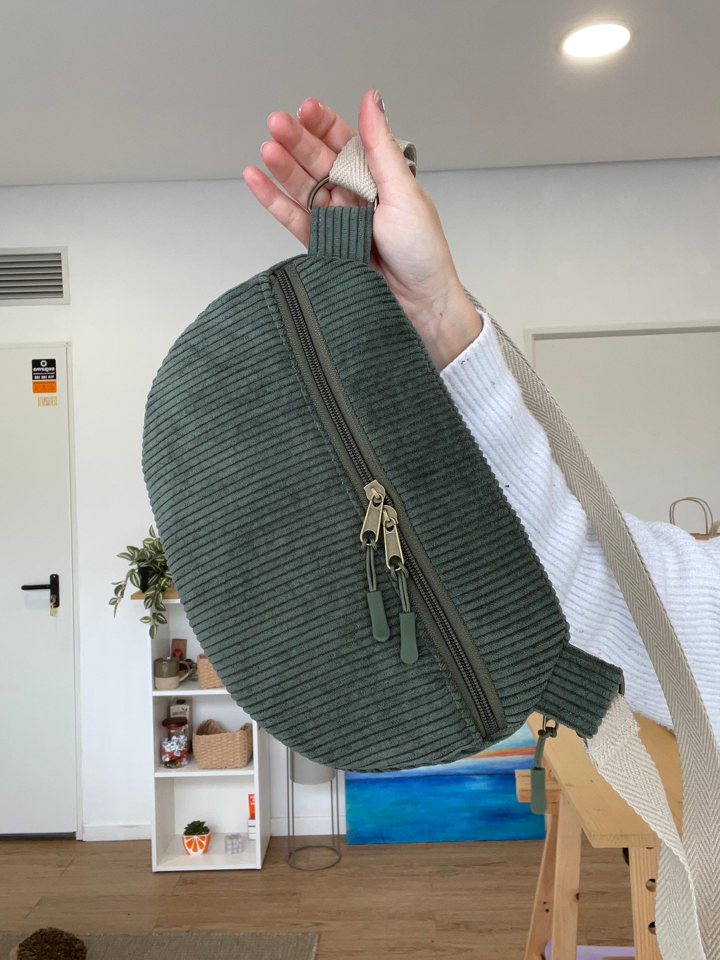 Riñonera XL verde pana