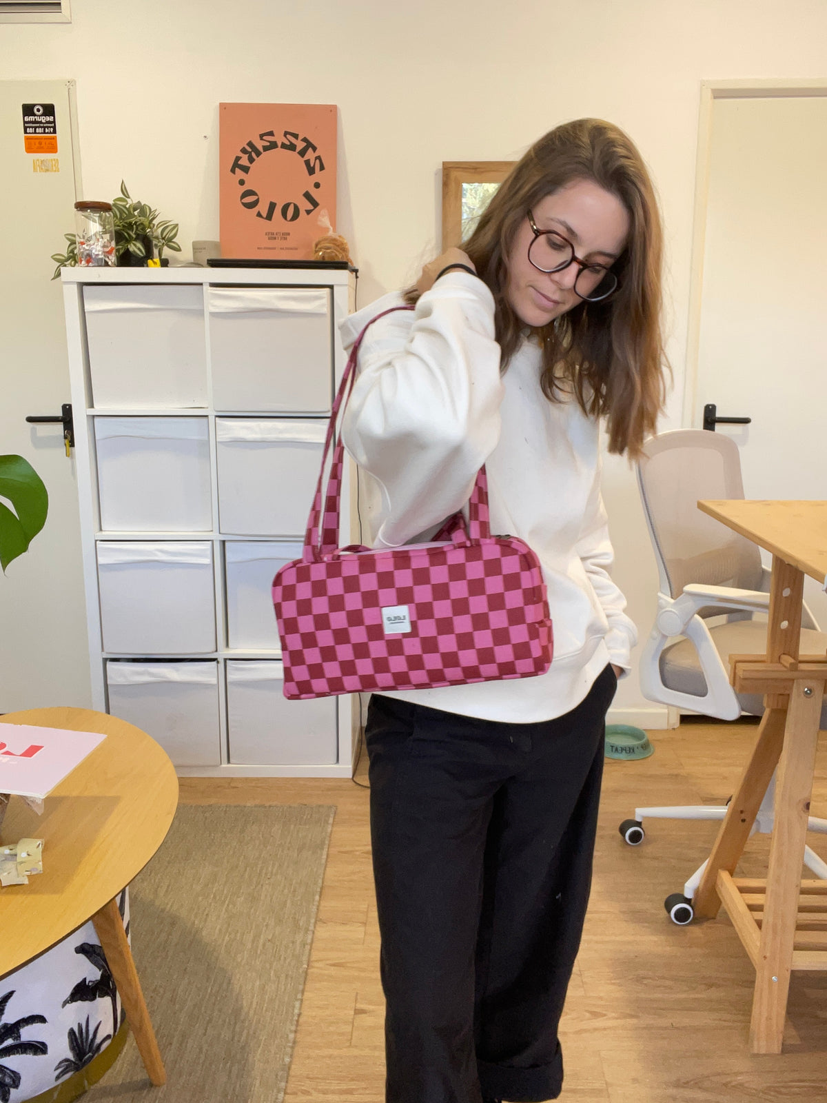 Bolso hombro vichy marrón