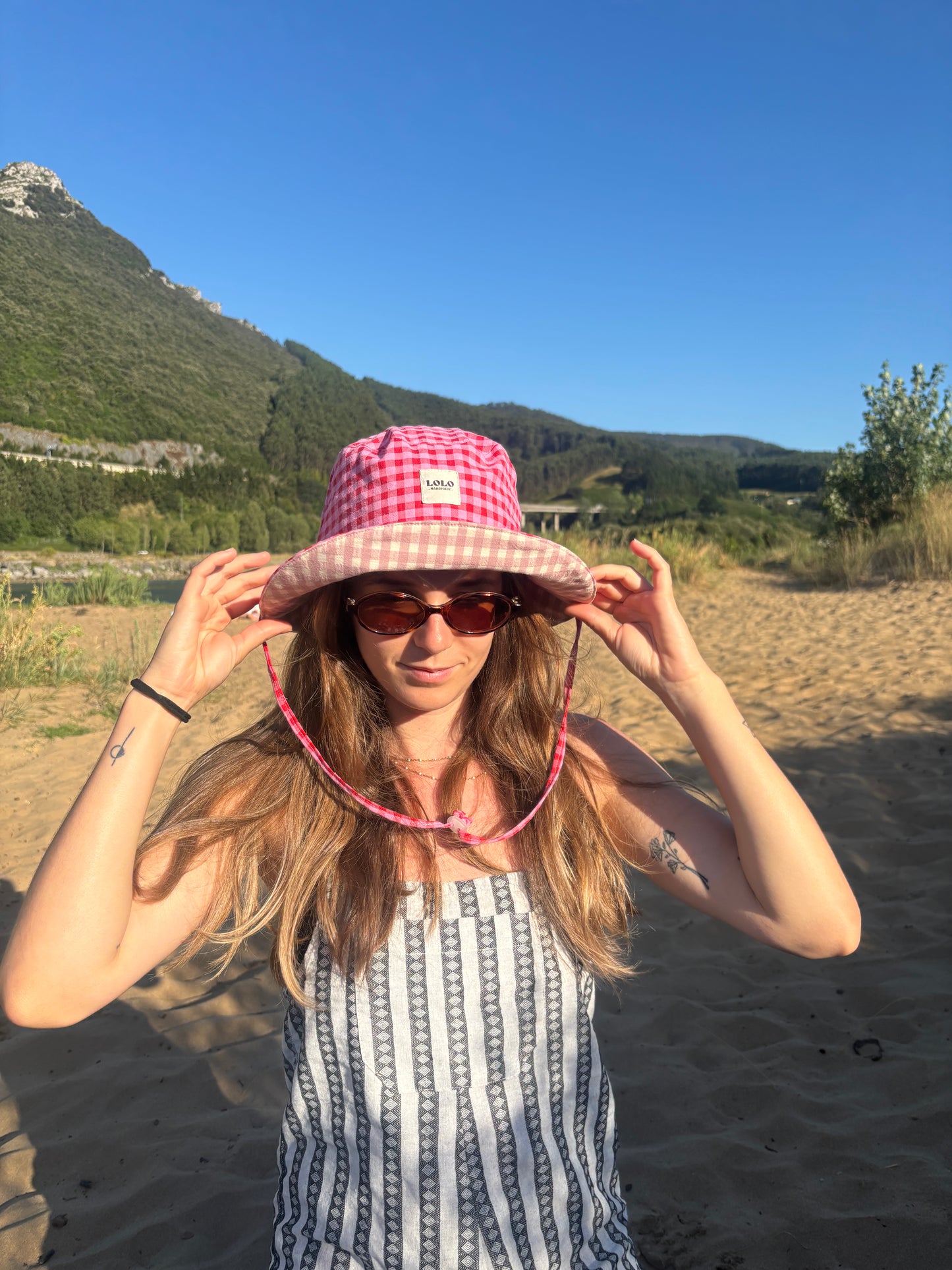 Bucket hat vichy rosa