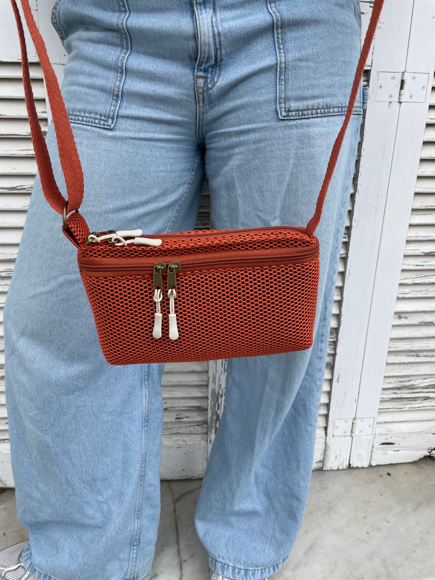 Bolso pocket malla 3D teja