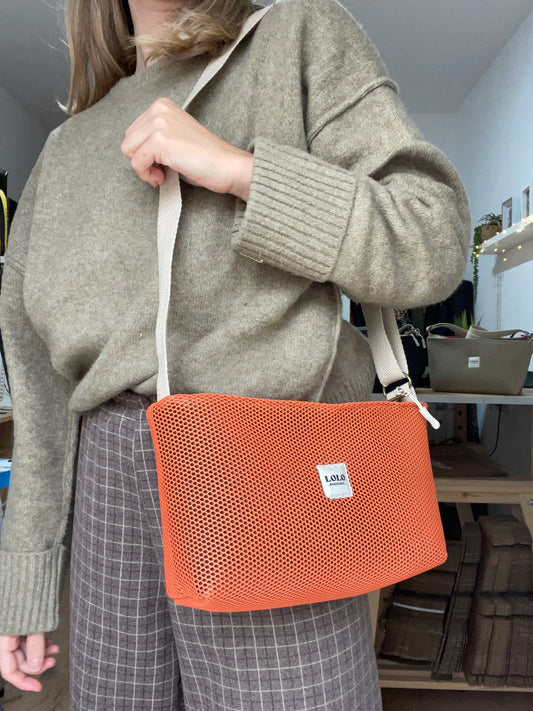 Bolso rectangular malla 3D teja