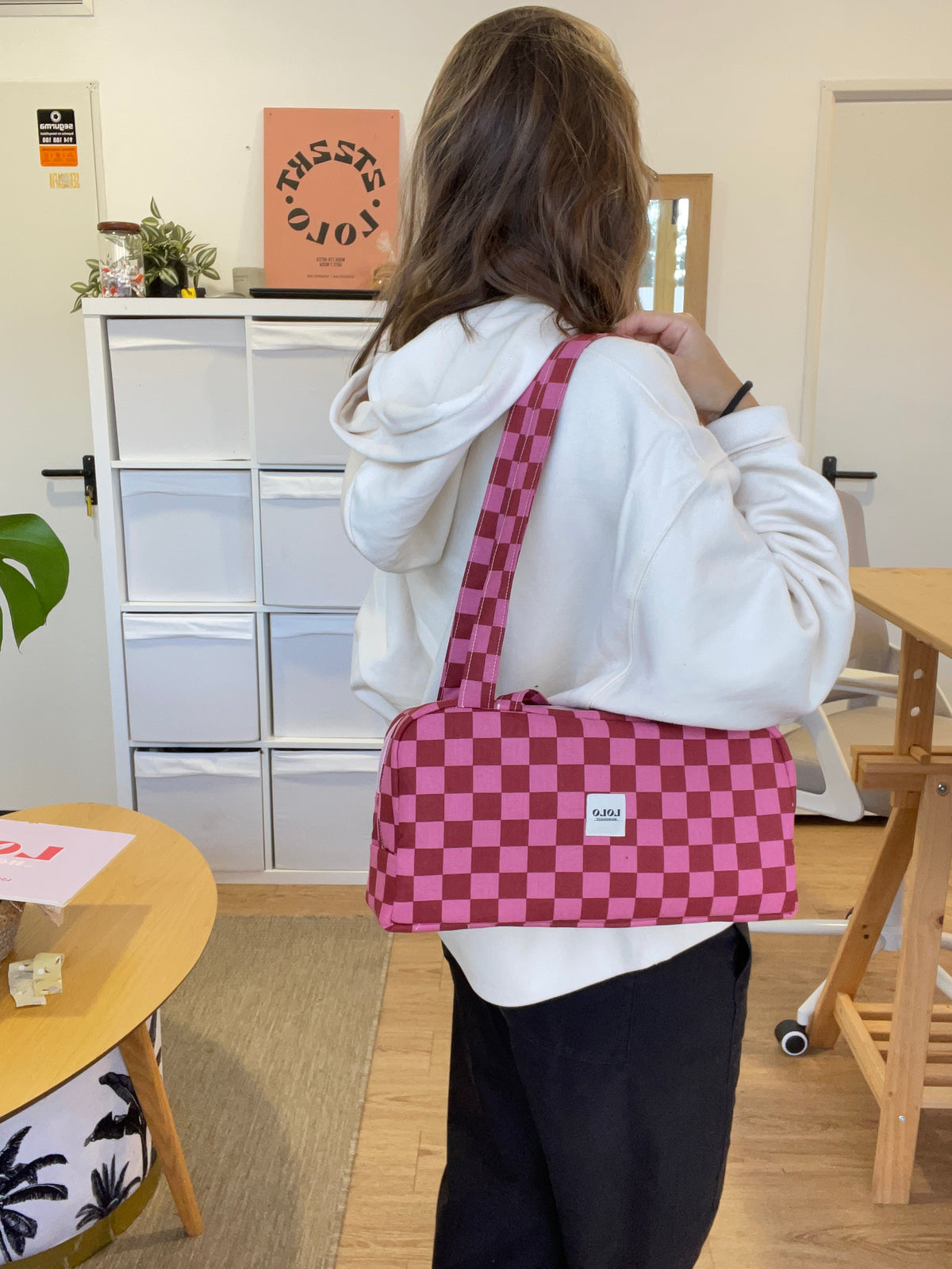 Bolso hombro cuadrados rosa