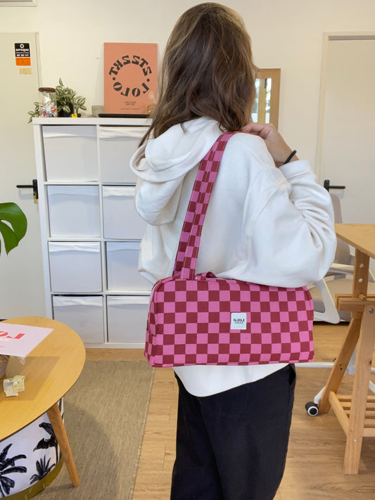 Bolso hombro cuadrados rosa
