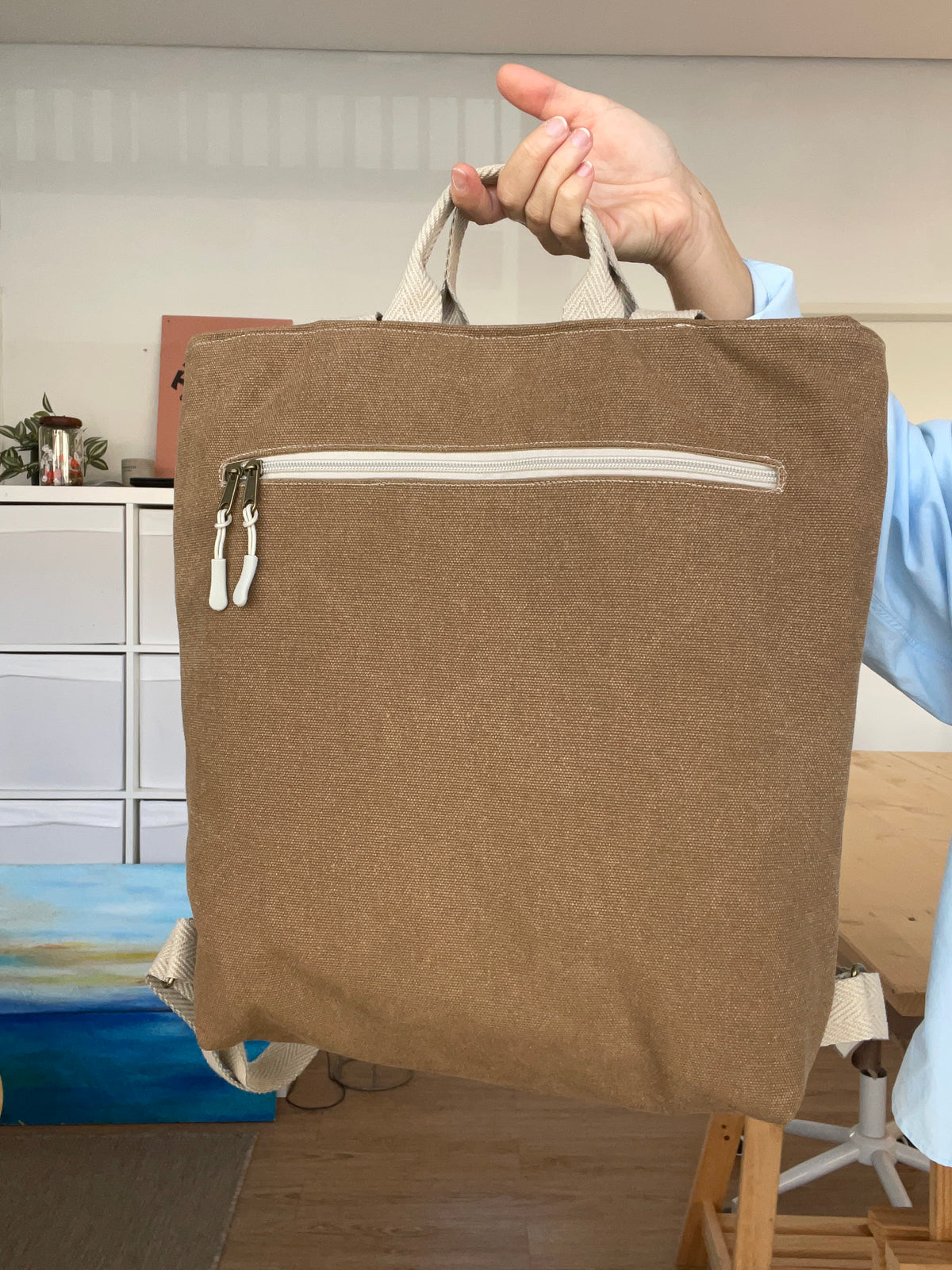 Mochila marrón jaspeado