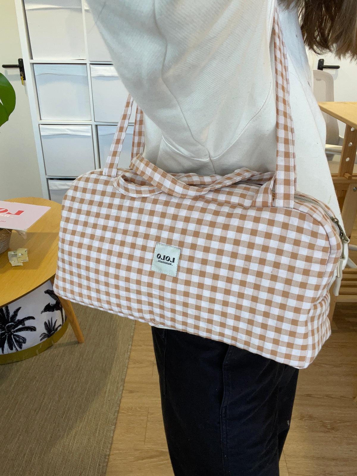 Bolso hombro vichy marrón