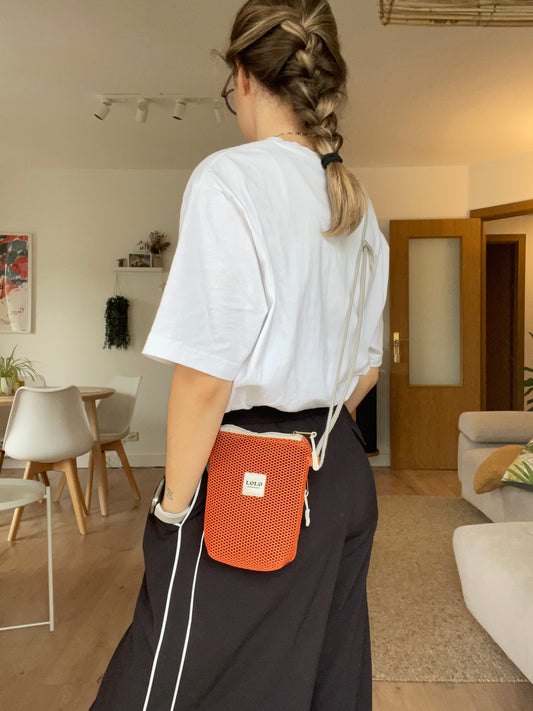 Bolso porta móvil malla 3D teja