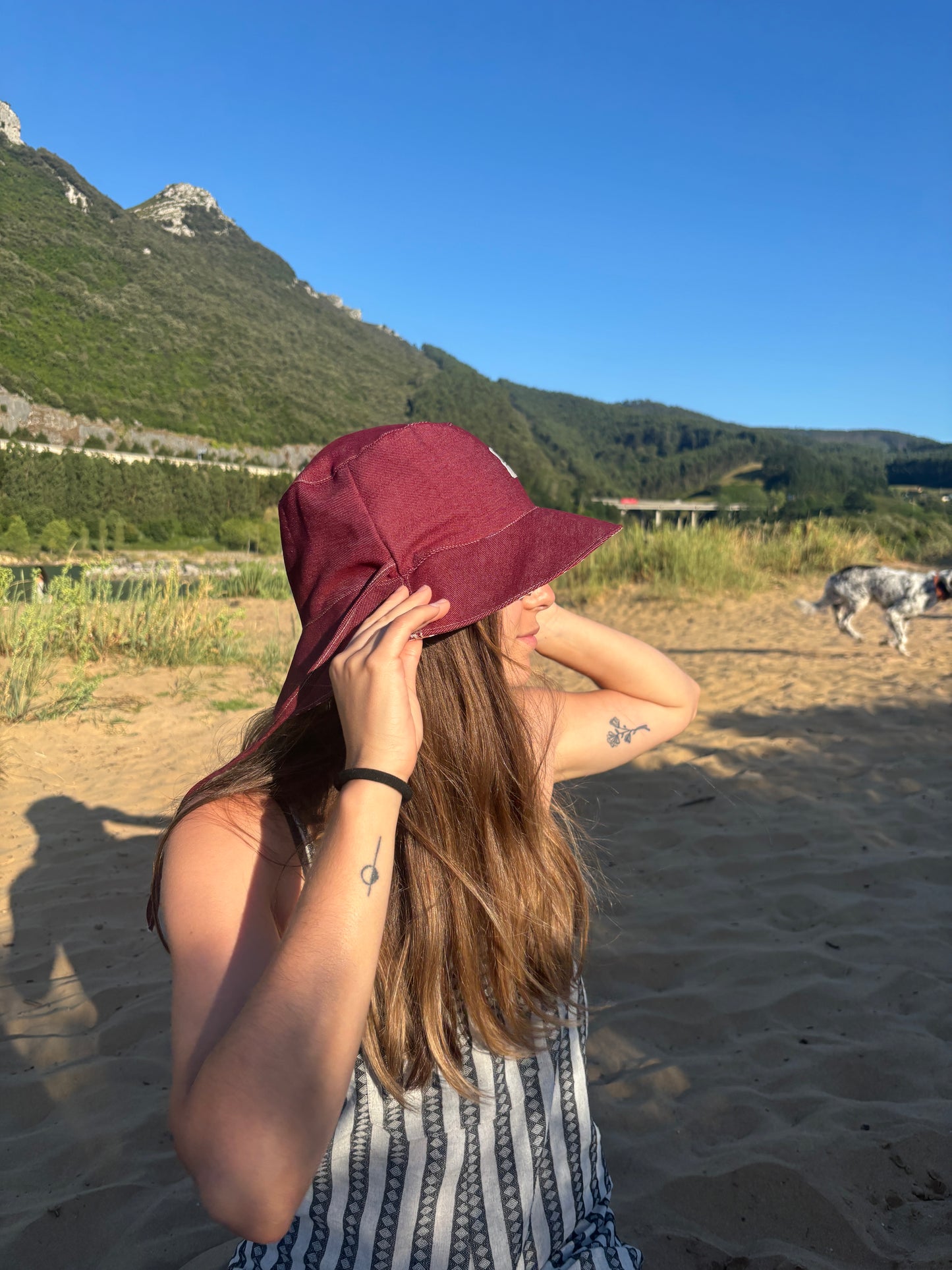 Bucket hat granate denim