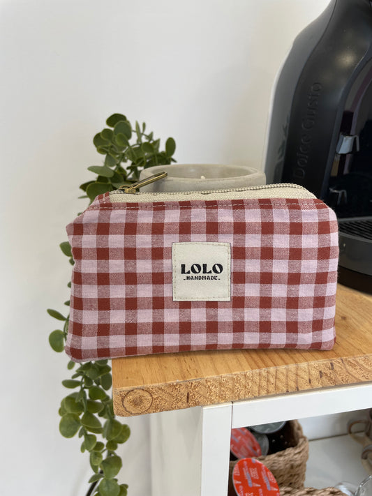 Cartera vichy granate y rosa palo