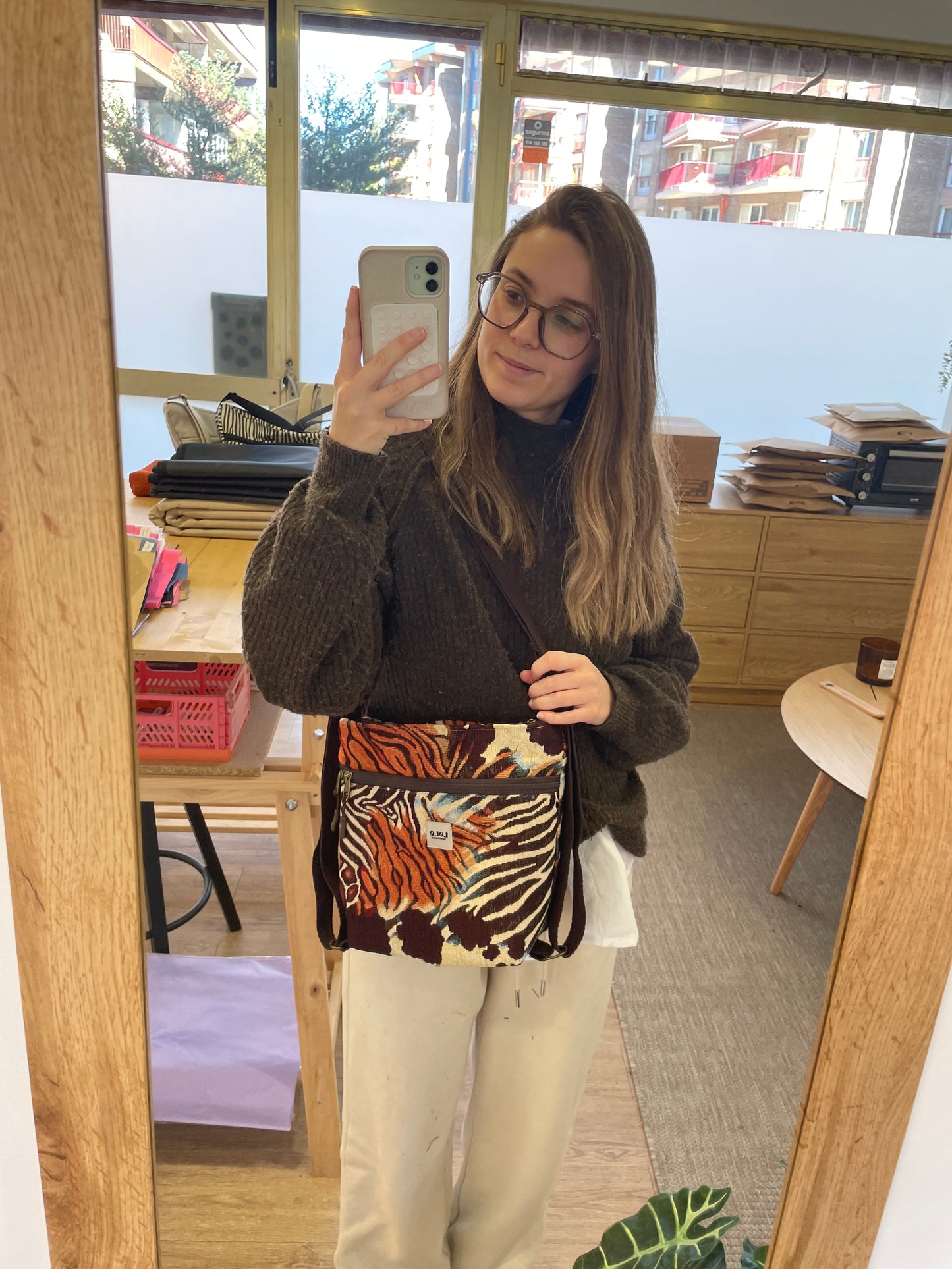 Mini bolso/mochila animal print