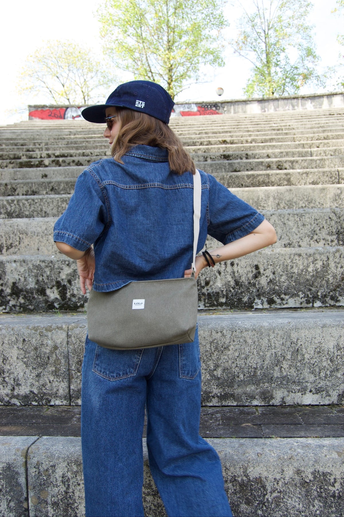 Bolso rectangular verde jaspeado