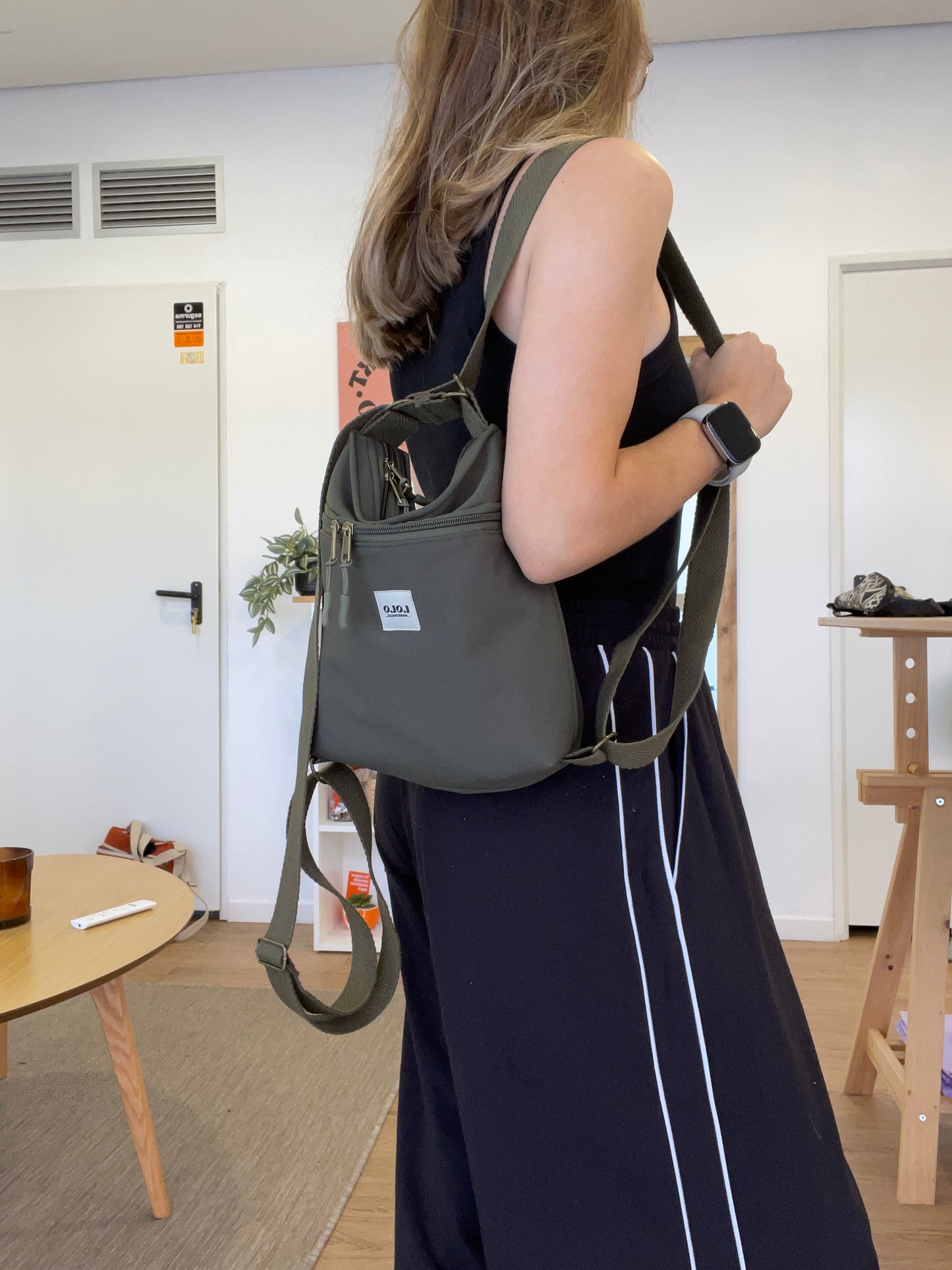 Mini bolso/mochila softshell verde botella