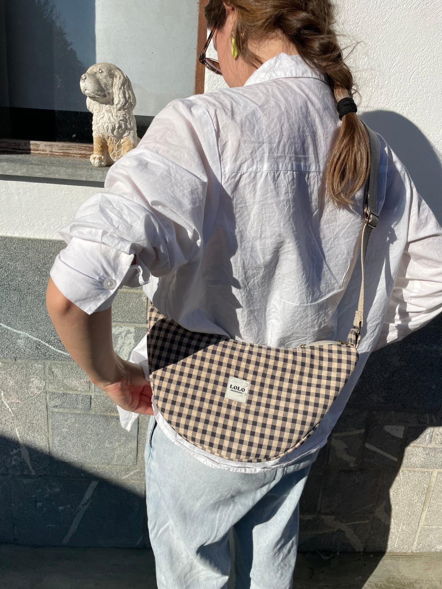 Bolso moon vichy beige y negro