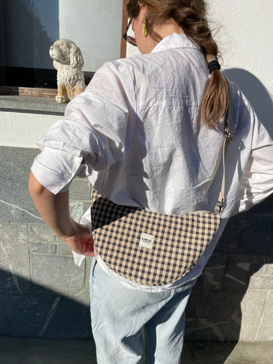 Bolso moon vichy beige y negro