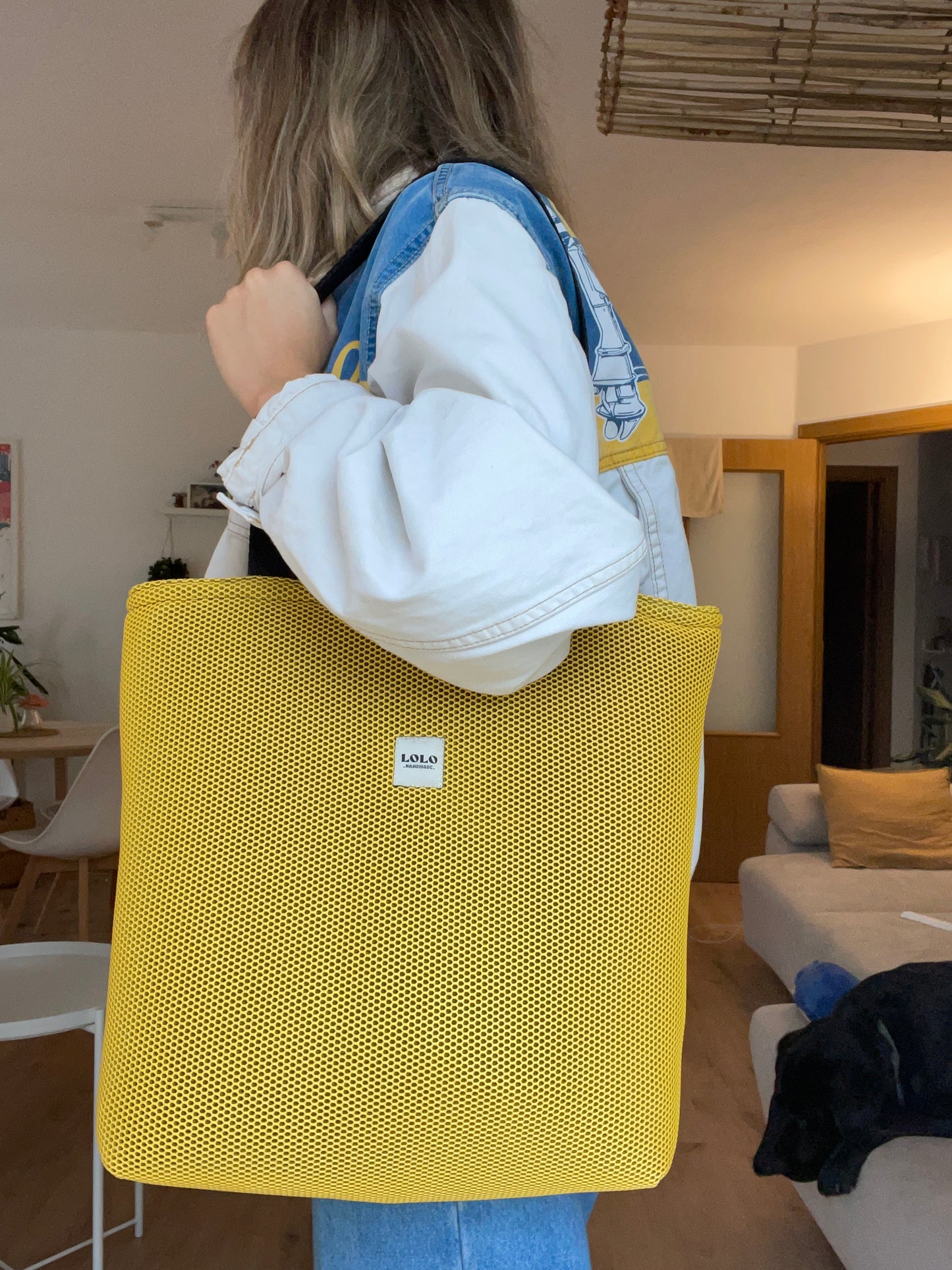 Tote bag malla 3D amarillo