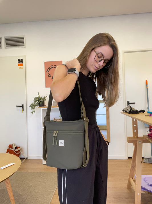 Mini bolso/mochila softshell verde botella