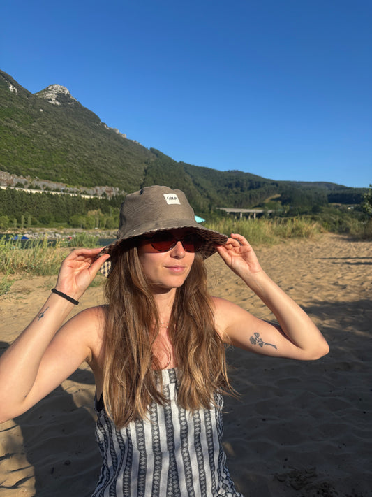 Bucket hat beige denim