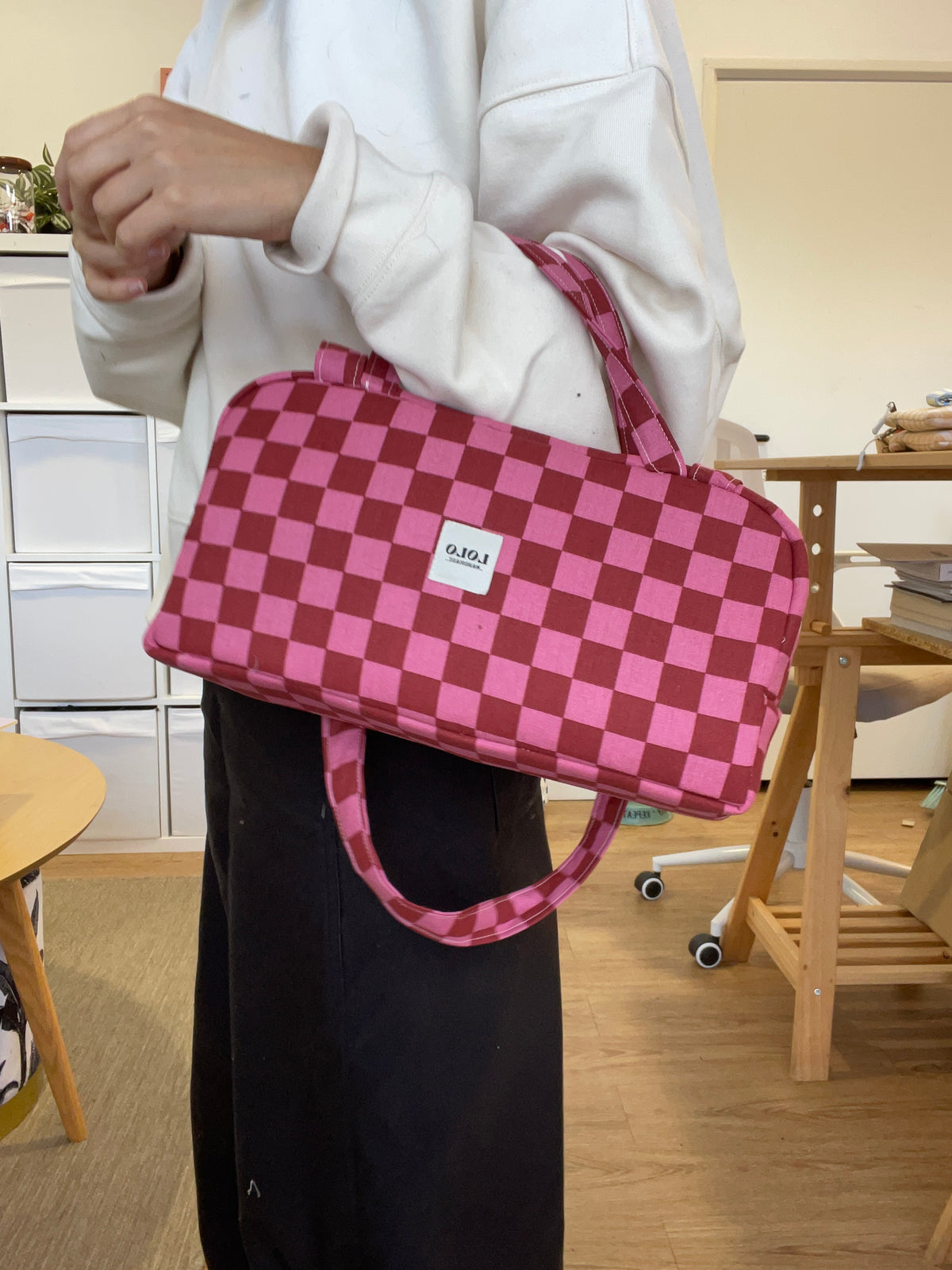 Bolso hombro cuadrados rosa