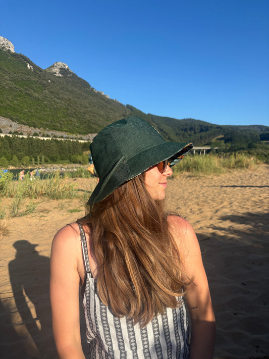 Bucket hat verde denim