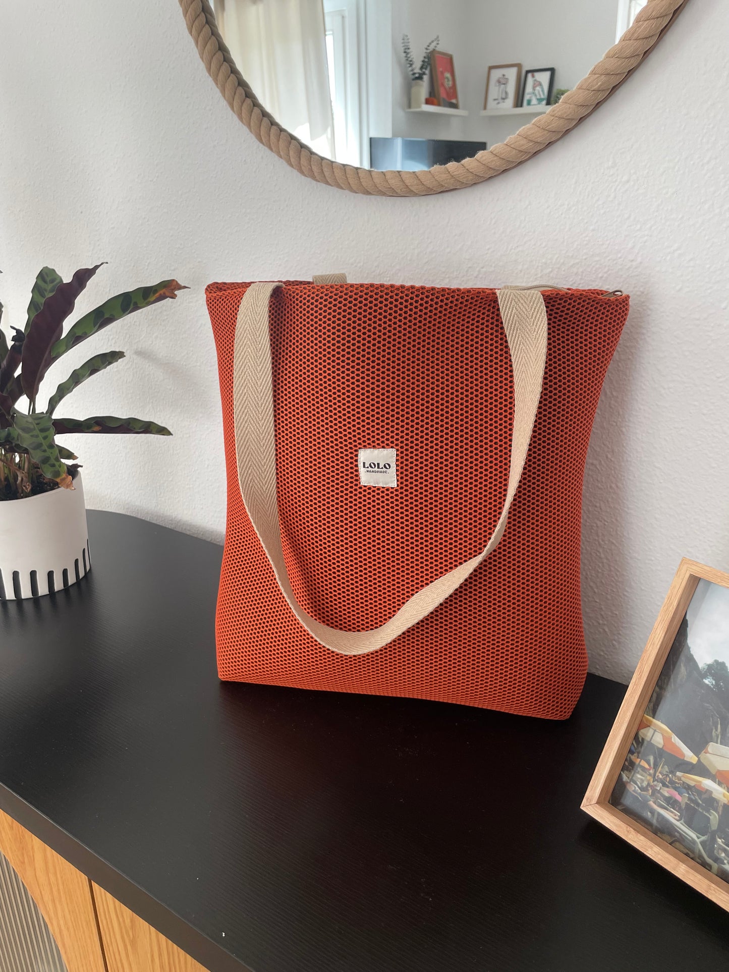 Tote bag malla 3D teja