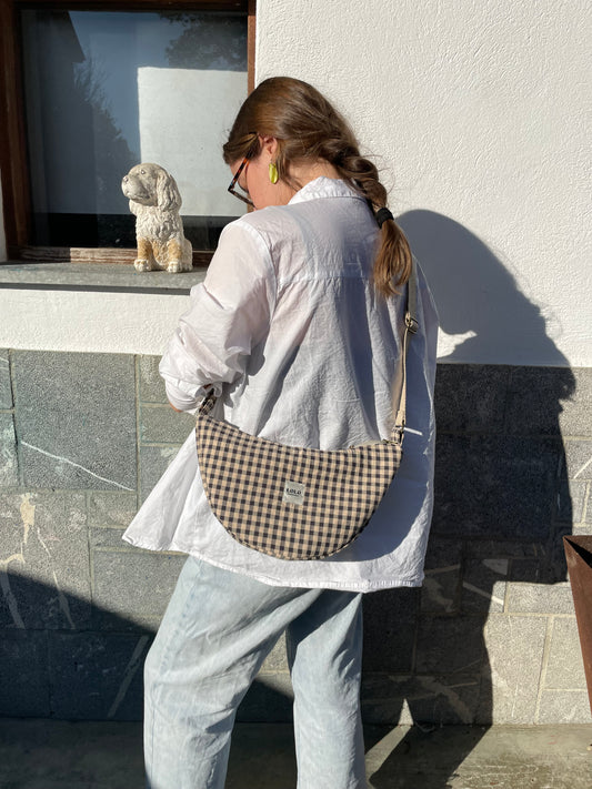 Bolso moon vichy beige y negro