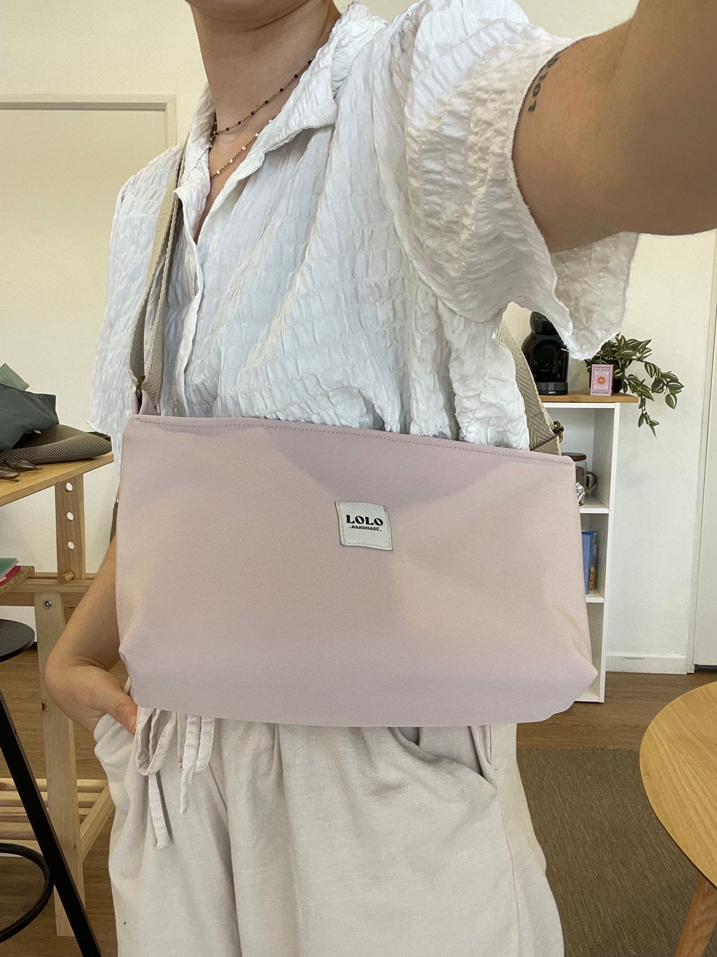 Bolso rectangular softshell rosa palo