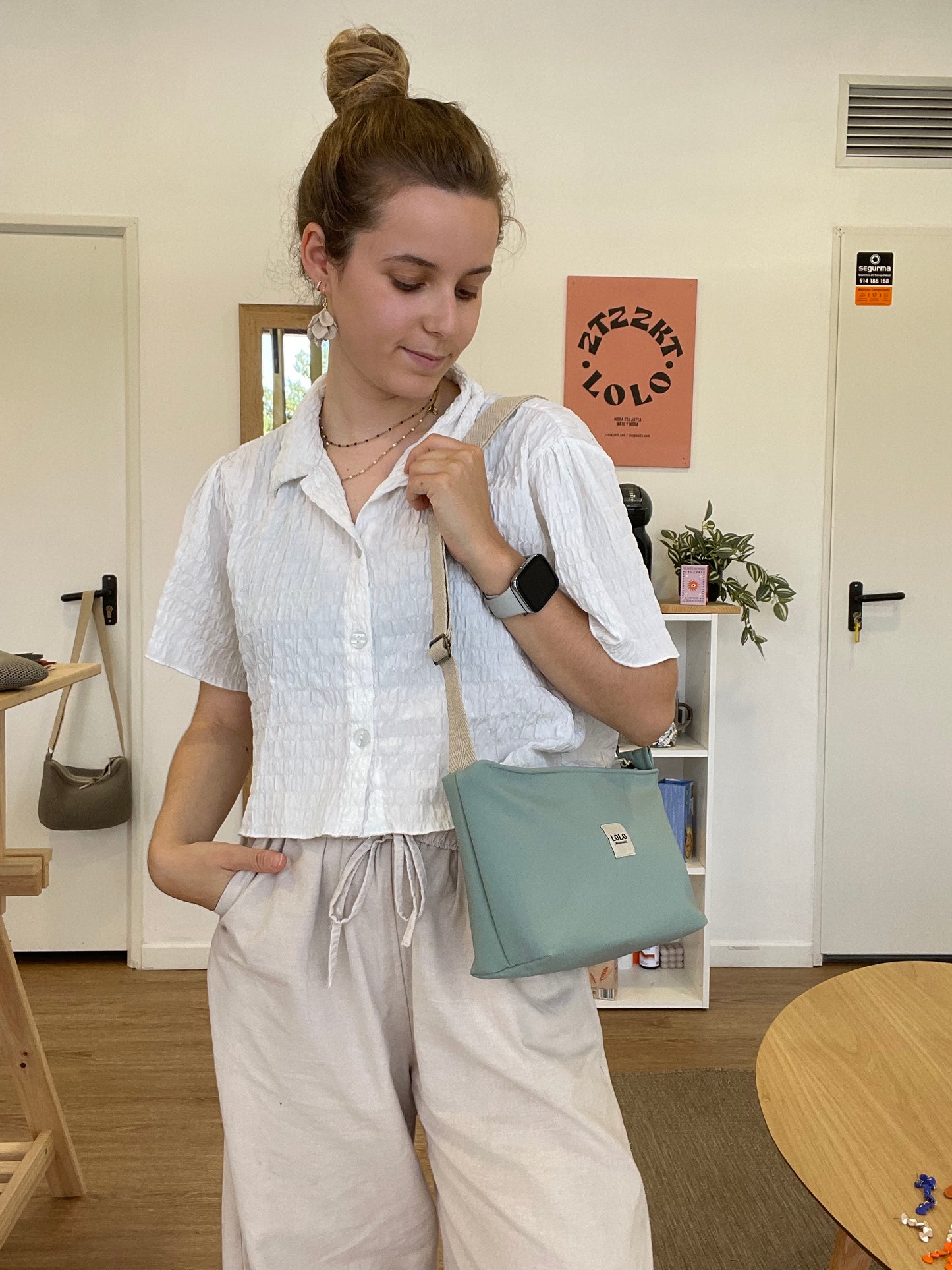 Bolso rectangular softshell verde menta