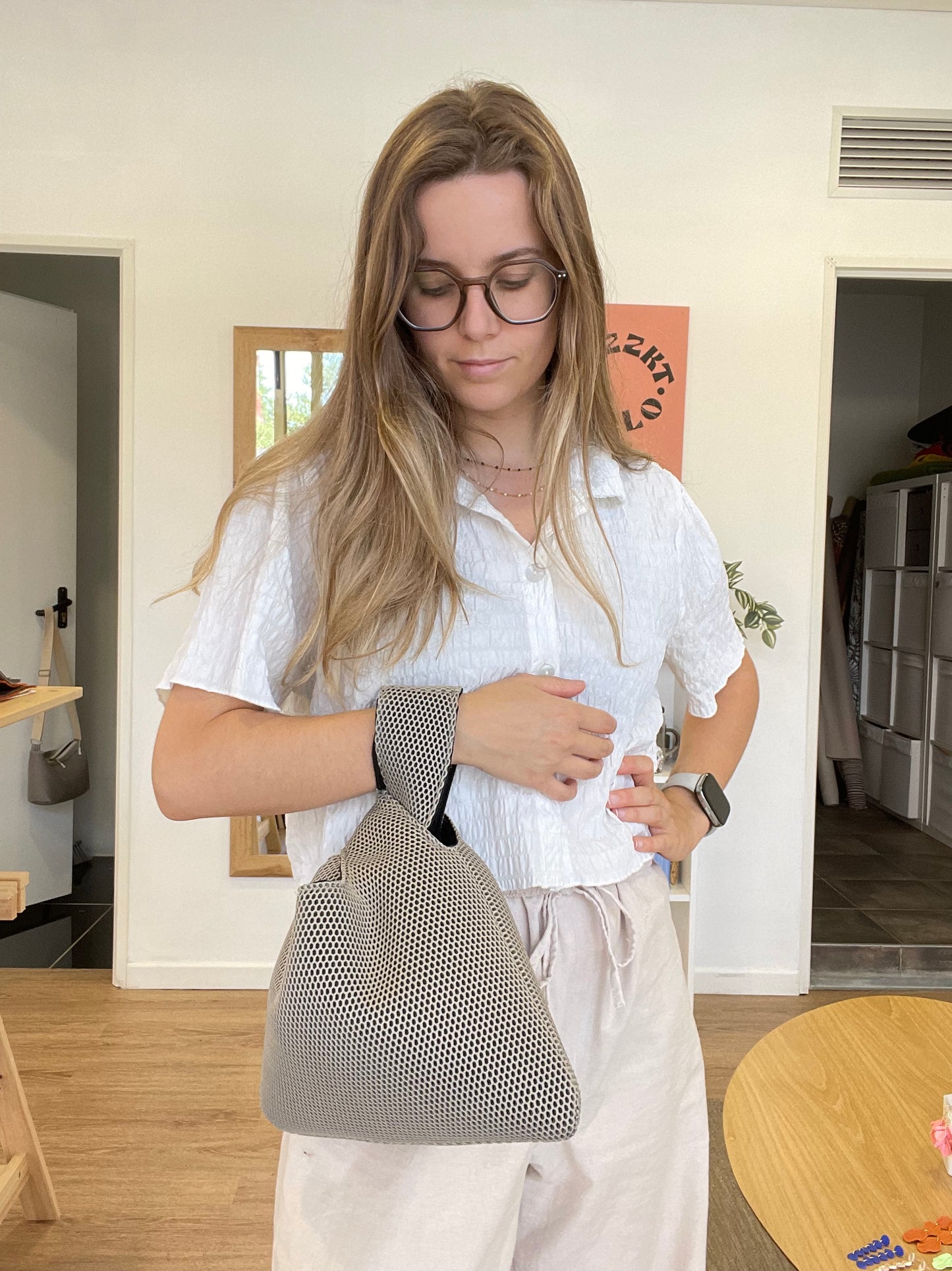 Bolso nudo malla 3D piedra