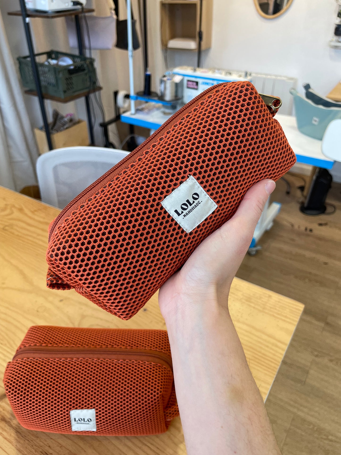 Estuche malla 3D total teja