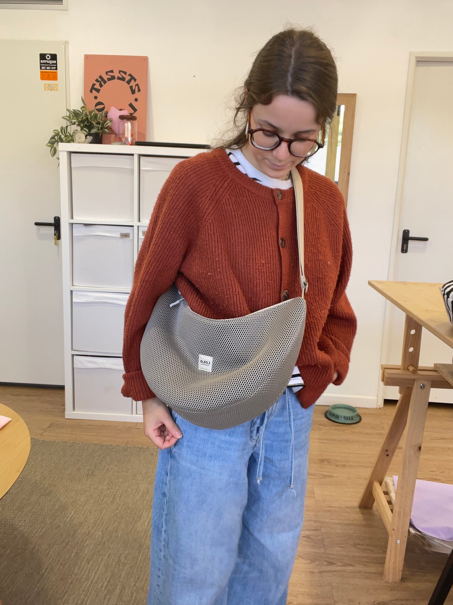 Bolso moon XL malla 3D piedra