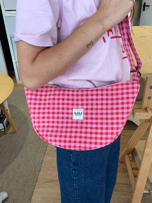 Bolso moon vichy rosa y rojo