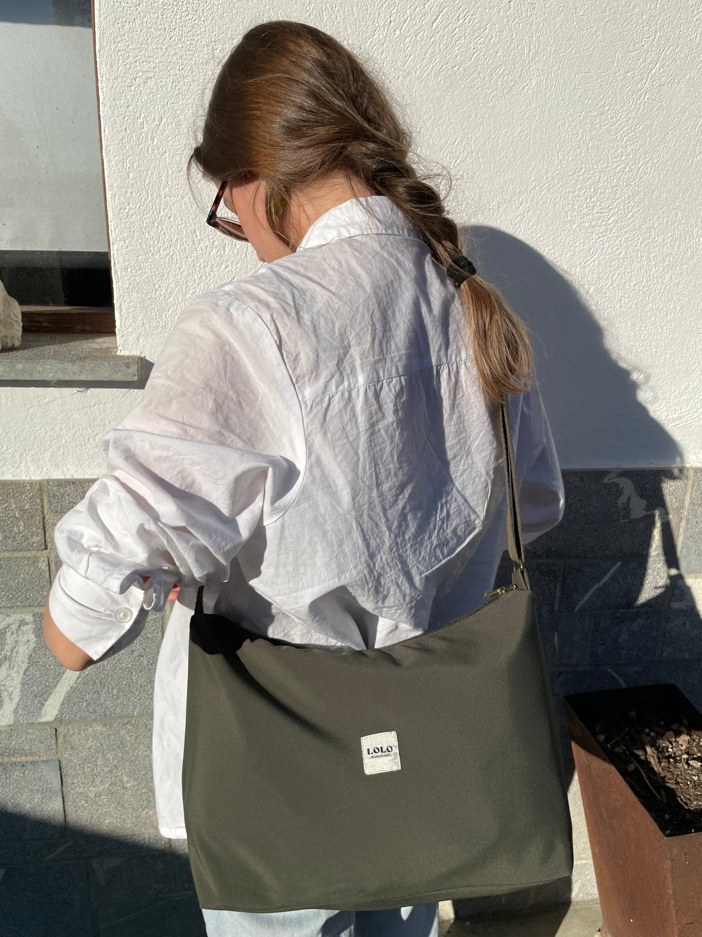 Bolso rectangular XL softshell verde botella
