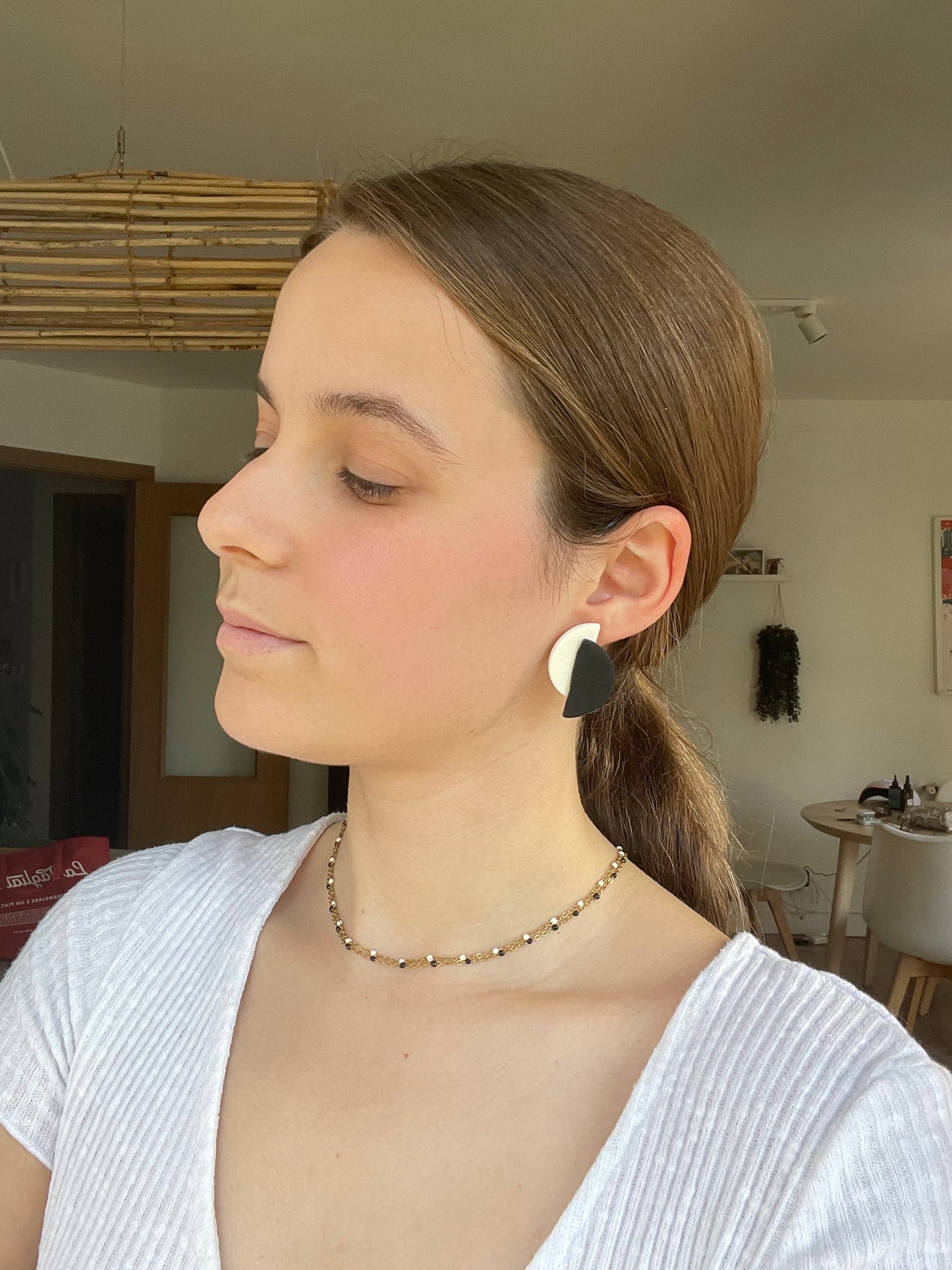 Luna negro-blanco efecto cuero