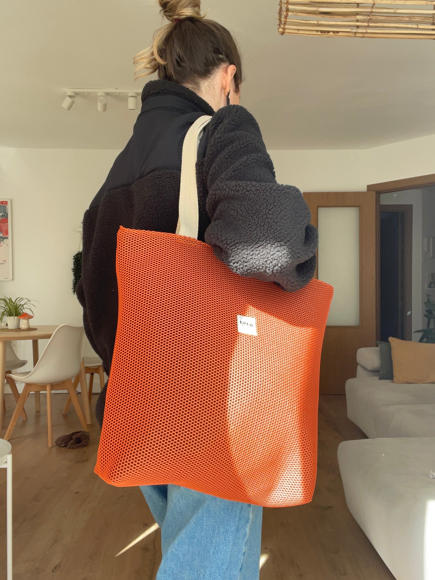 Tote bag malla 3D teja