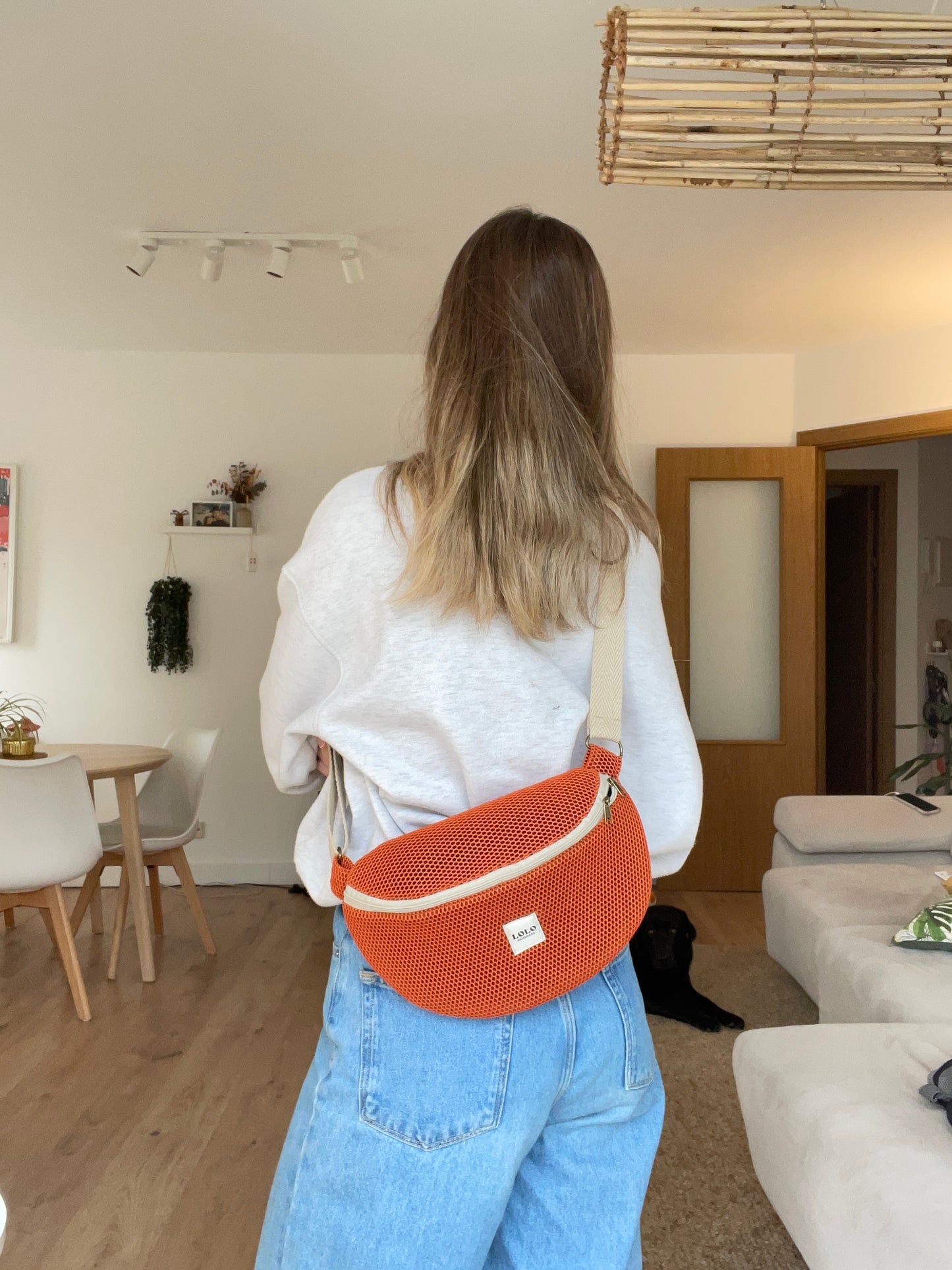 Riñonera XL malla 3D teja