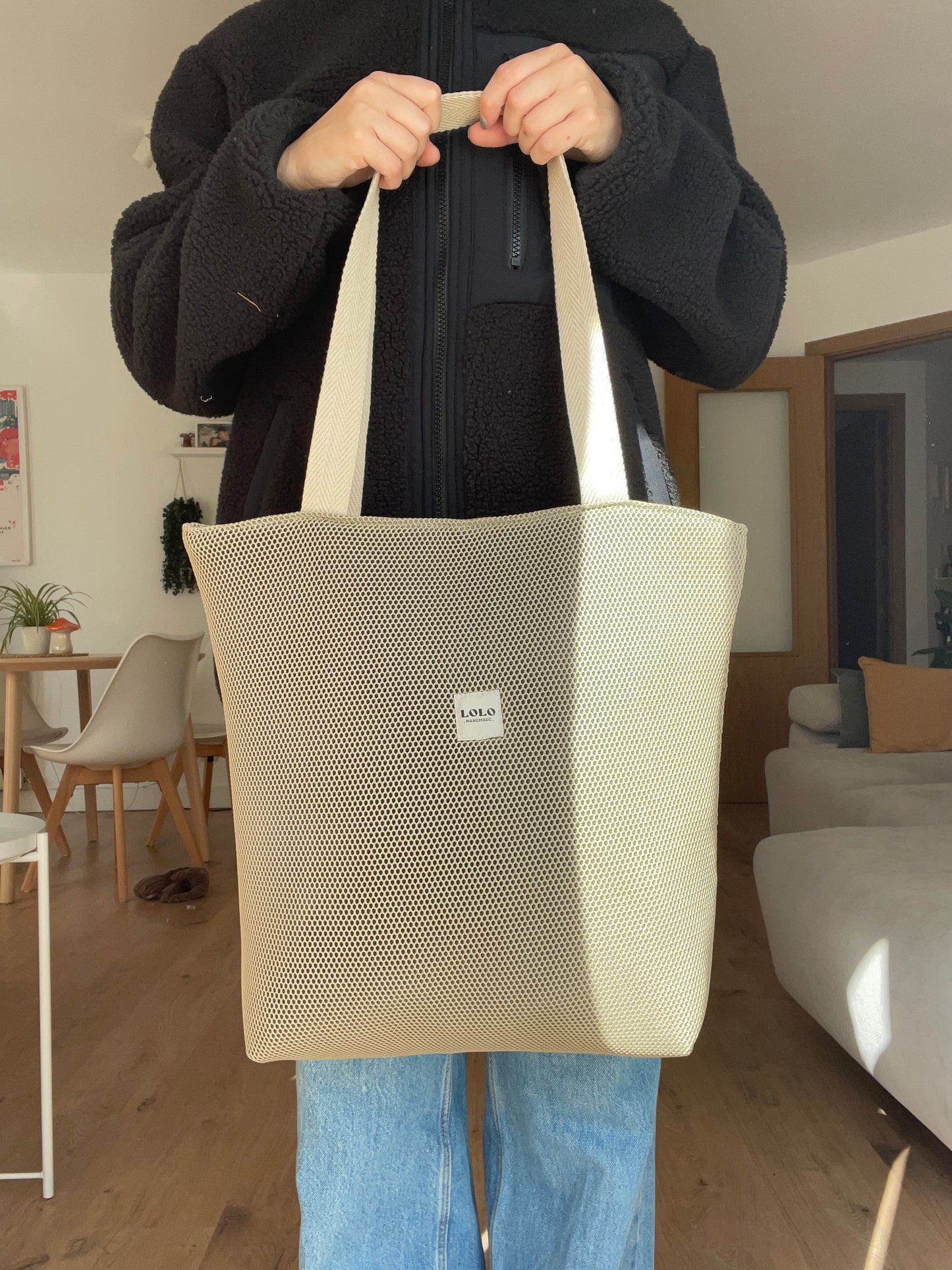 Tote bag malla 3D taupe