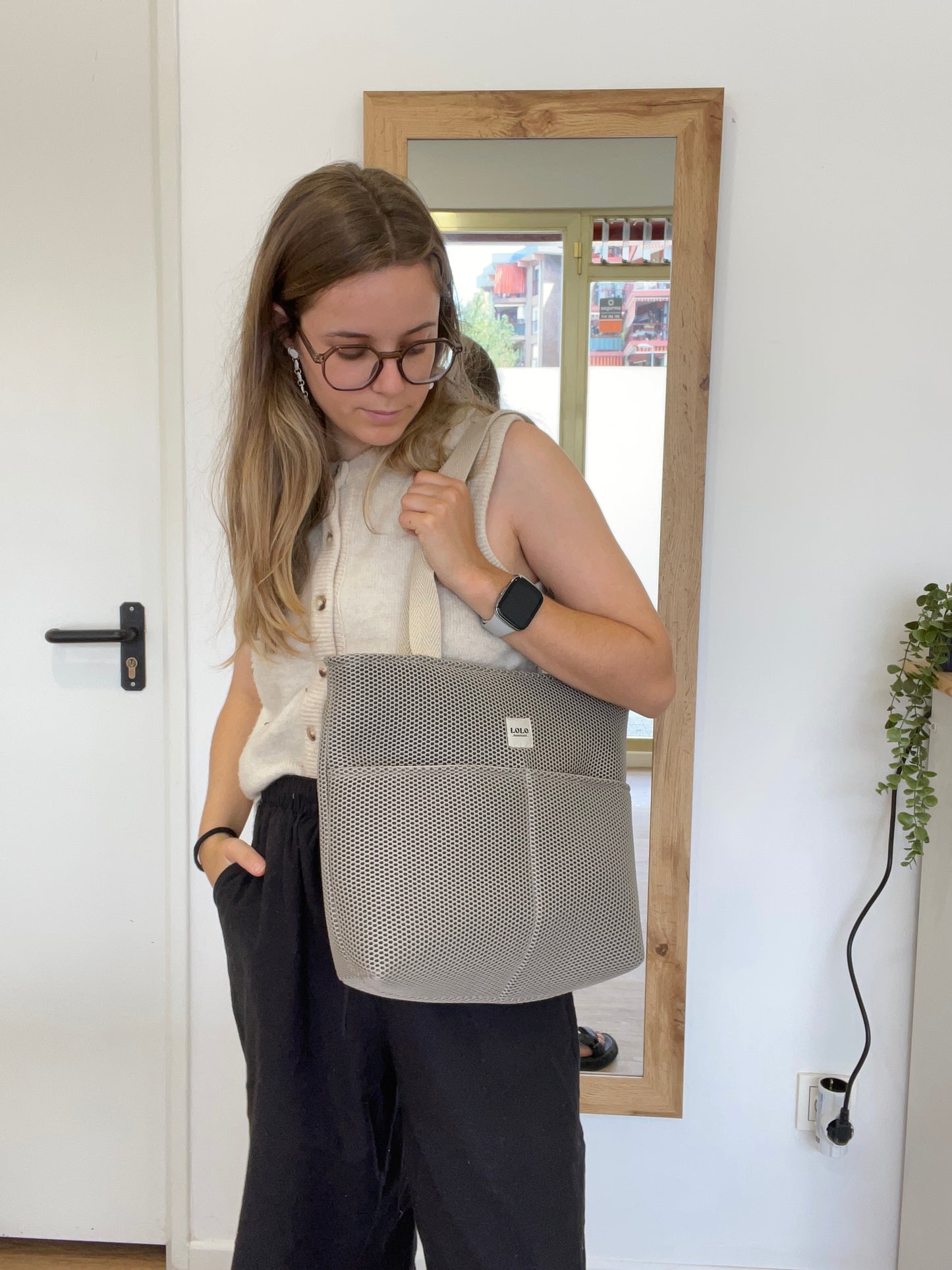 Bolso shopper Malla 3D piedra