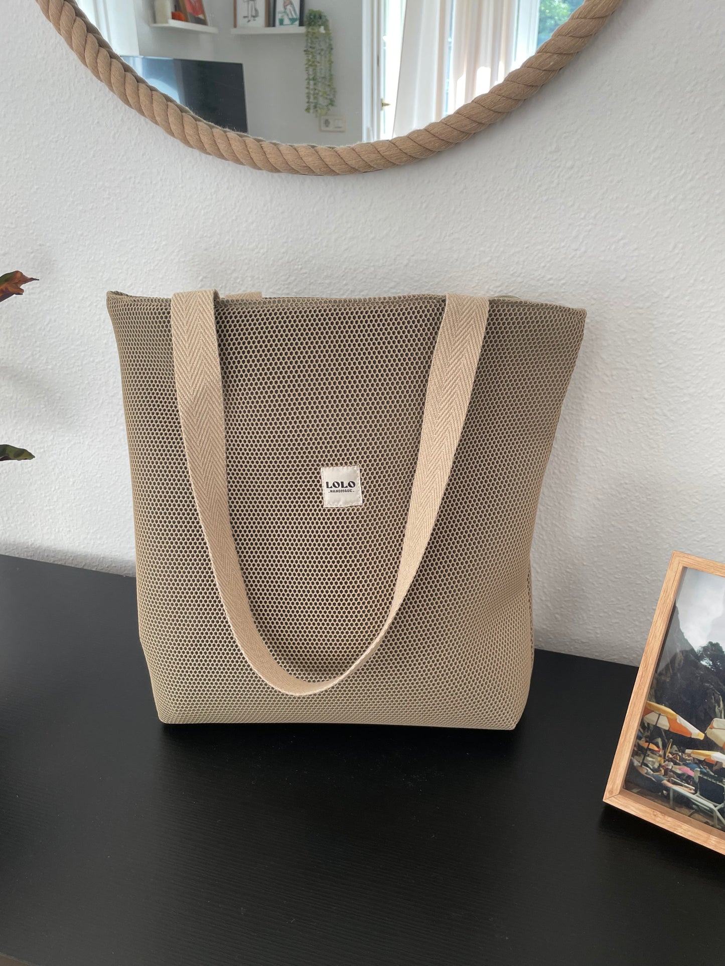 Tote bag malla 3D taupe