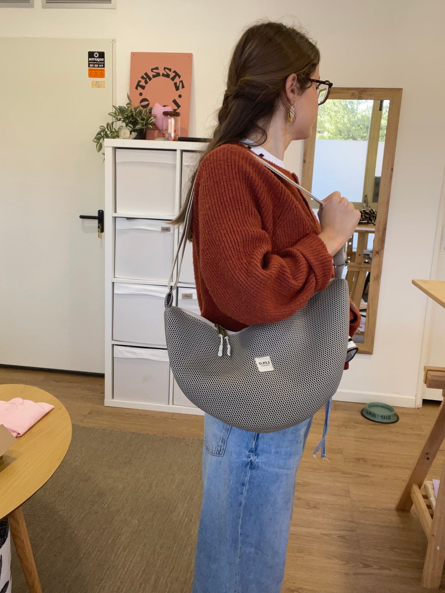 Bolso moon XL malla 3D piedra