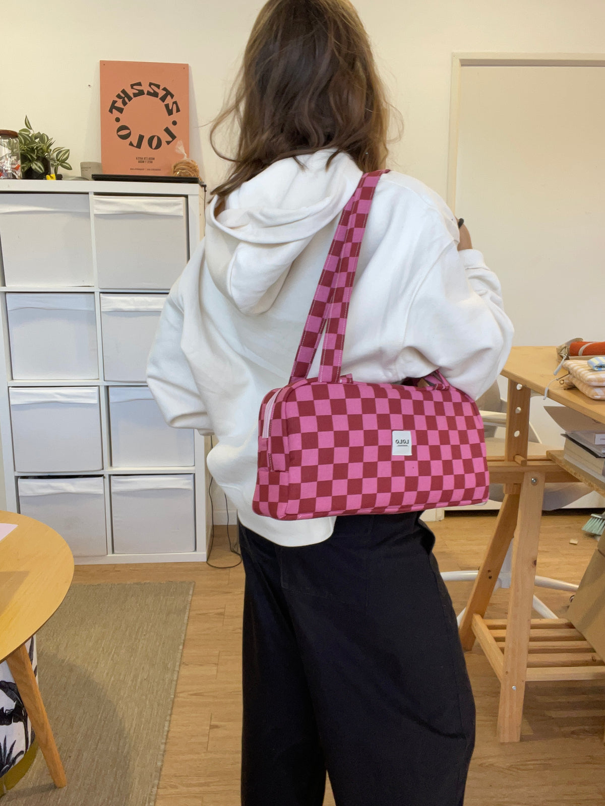 Bolso hombro cuadrados rosa