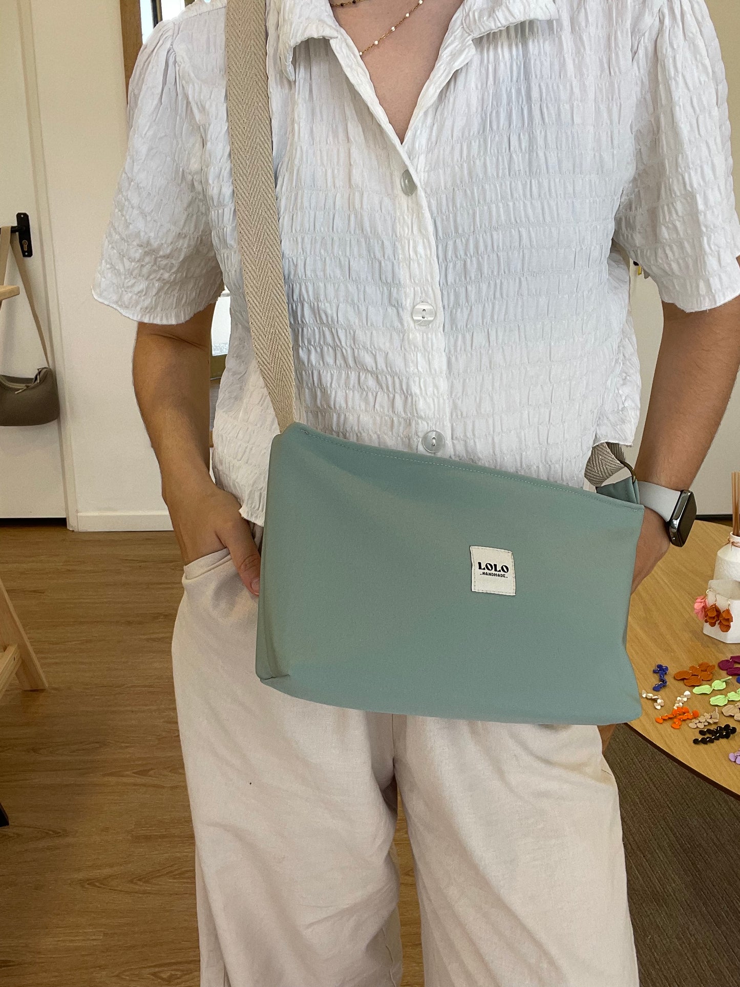 Bolso rectangular softshell verde menta