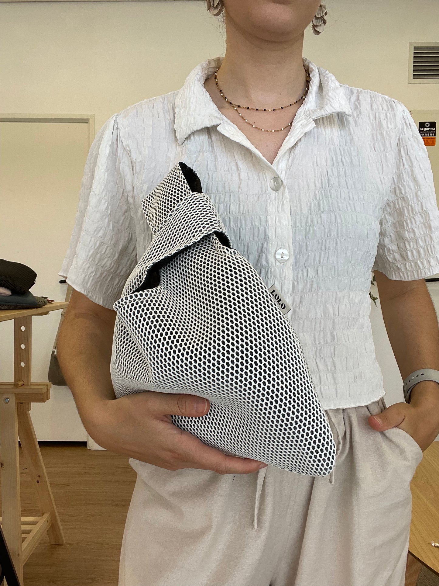 Bolso nudo malla 3D blanco